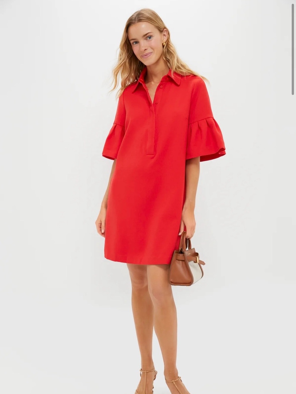 Tuckernuck Red Polo Shift Dress with Flutter Sleeves